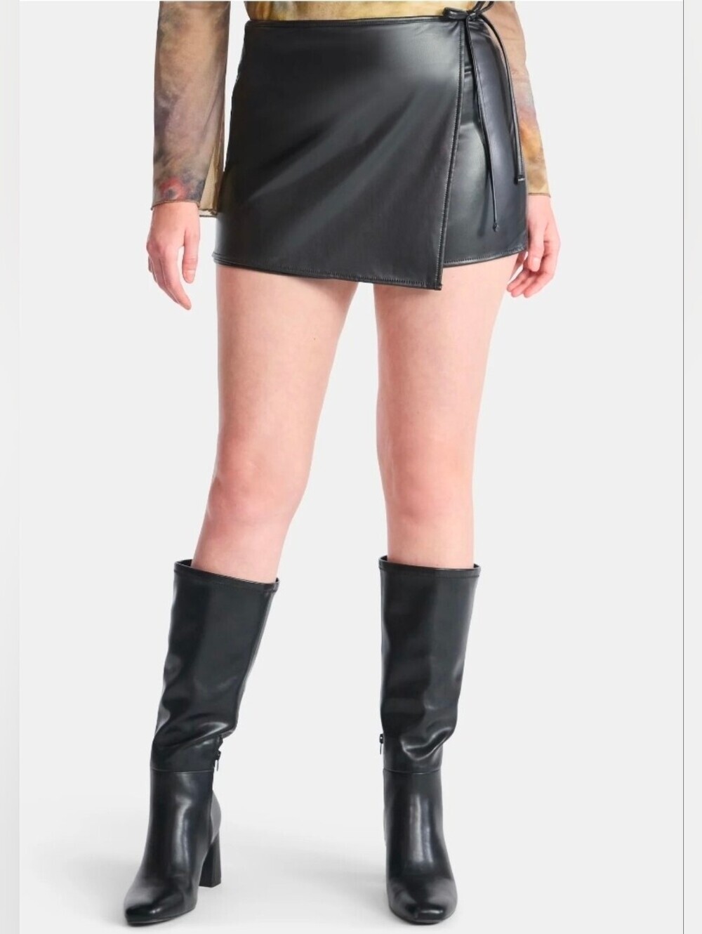 New Steve Madden NYC Women's Faux Leather Wrap Skort skirt + shorts, size S